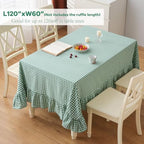 Green White Gingham Ruffled Tablecloth Rectangular 120“x60” - Image 2