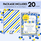 Custom Baby Shower Invites Boy Sunshine Baby Shower Invitation 20 5x7 Custom Personalized A Little Ray of Sunshine Shower Invites With Envelopes - Unique Sunshine Theme - Image 4