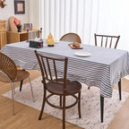 vctops Farmhouse Navy Stripe Ruffle Table Cloth, Boho Cotton Linen Tablecloth, Washable Table Cover for Rectangle Table Baby Shower Kitchen Party Wedding Decor (Navy B,70"x134") - Image 3