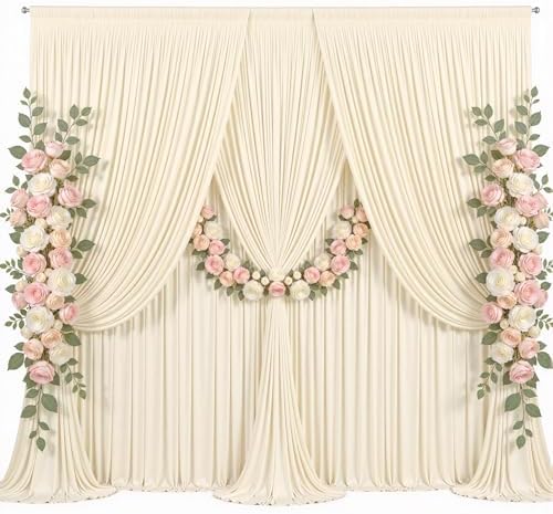 50x8ft Champagne Photo Backdrop Curtains for Parties Wedding Wrinkle Free Polyester Photoshoot Curtains Drapes Backdrop for Birthday Baby Shower Graduation Photography Background 10 Panels 5x8FT by Suppromo