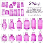 24PCS Bud Vases for Decor Cool Hot Pink Small Glass Flower Vase in Bulk Wedding Centerpieces Bridal Shower Decorations for Women - Image 2