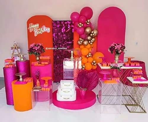 Hot Pink Arched Covers Backdrop for Birthday Party Decorations Arched Backdrop Stand Cover Wedding Banquet Bridal Baby Shower Decor Props NP-376-3x6.5ft - Image 4