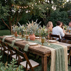 8 Pcs Sage Green and Brown Cheesecloth Table Runner 118" - Image 3
