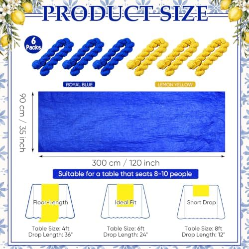 6 Pcs Blue Yellow Party Decorations Amalfi Coast Table Runner - Image 2