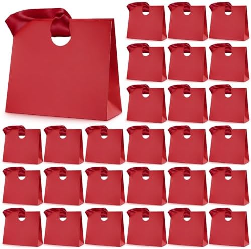 Feifeiya 30 Pcs Small Red Gift Bags with Ribbon Handle by Feifeiya