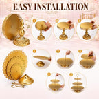Hacaroa Set of 10 Gold Cake Stand, Metal Dessert Table Display Set Tiered Cupcake Holder, Decorative Candy Fruit Tower Plate Dessert Serving Tray Platter for Wedding, Birthday Party, Baby Shower - Image 3
