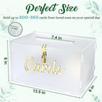 OurWarm Frosted Acrylic Wedding Card Box with Lock, Large Gift Card Box for Wedding Reception with Slot and String Light - Image 2
