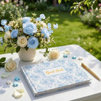 Wedding Guest Book Blue Flowers Photo Guestbook - Image 5