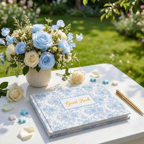 Wedding Guest Book Blue Flowers Photo Guestbook - Image 5