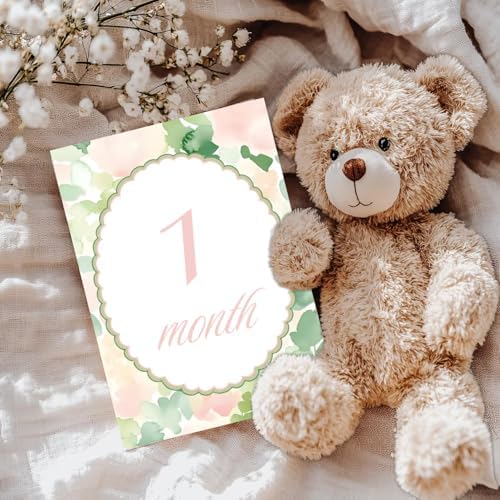 Personalized Baby Milestone Cards – 13 Printed Two Sided Cards with Welcome Card, Monthly Baby Milestones 1–12 Months, First Year Baby Keepsake - Image 9