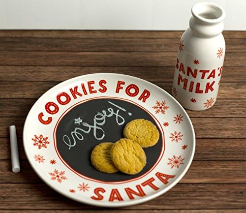 Holiday Santa’s Cookie and Milk Plate and Cup, Chalkboard Personalized Message with Included Chalk, Gift for Kids, Christmas Eve Tradition Play Set - Image 3