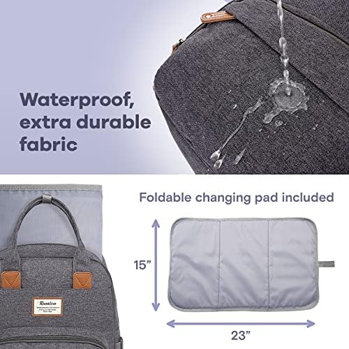 RUVALINO Baby Diaper Bag Backpack with Changing Pad, XL Dark Gray - Image 7