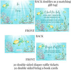 Amanda Creation Sea Turtle Baby Shower Bundle for 20, Little Hatchling Invitations, Diaper Raffle, Book Request Cards, Stickers & Labels - Image 3