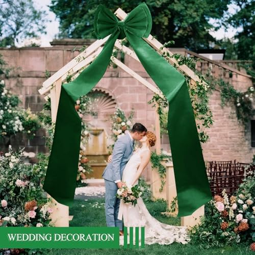 Giant Bow Decoration, Big Bows for Backdrop 75x18 Inch,Bow Themed Room Decor,Large Satin Decorative Bows for Wedding Engagement Bachelorette Baby Shower Bridal Christmas (Green, 75x18 Inch) - Image 3