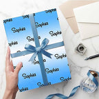 MyPupSocks Custom Text Wrapping Paper Gradient Blue & White, Personalized Name Gift Wrap Paper Funny Wrapping Paper Roll 58x23 for Boys Girls Kids Birthday Christmas Winter Holiday 3 Rolls - Image 5