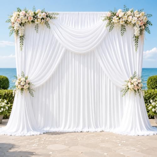 White Backdrop Curtain, 4 Panels, Each 5ft x 10ft - Image 3