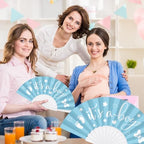Cinrobiye 24 Pcs Baby Shower Folding Hand Fans for Guest Bear Baby Shower Hand Fans Colorful Foldable Handheld Fan for Gender Reveal Baby Shower Celebration Party Favors Supplies(Blue) - Image 4