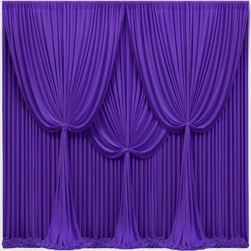 40x10FT Dark Purple Backdrop Curtains for Wedding Parties, Wrinkle Free Polyester Photography Backdrop Drapes for Baby Shower Birthday Parties Stage Background Stand Decorations 4x10ft,10 Panels by Partisky