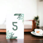 Green Leaf Design Table Number Cards Double Sided Party Table Numbers for Reception Baby Shower Anniversary Birthday Bridal Party 4x6 Inch - Image 2