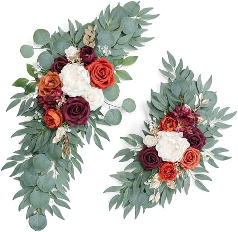 Artificial Burnt Orange Wedding Arch Flower Floral Swags Set of 2 by UdoulaFlowersforLife