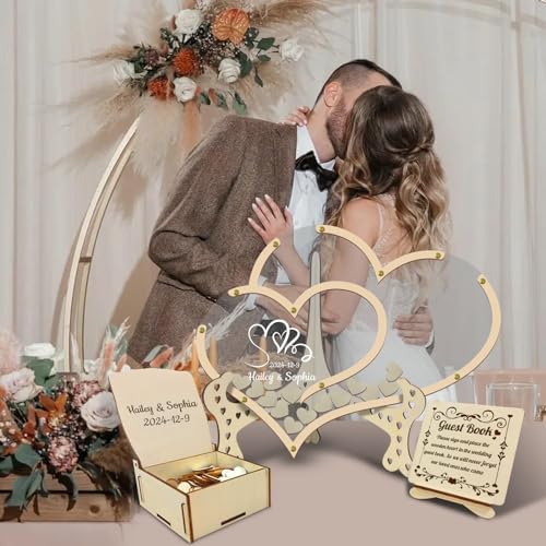 Customize Wedding Guest Book Alternative, Guest Book Frame with Hearts for Wedding Reception, Wedding Sign Frame, Baby Shower Guest Book, Unique Wedding Decorations - Image 3