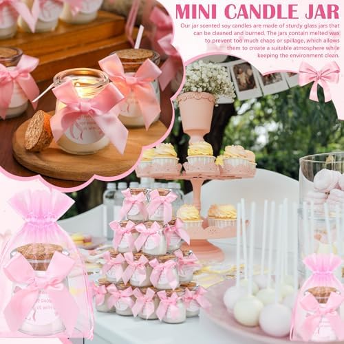Threlaco 20 Pcs Pink Bow Baby Shower Favor Candle Glass Jar - Image 4