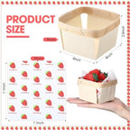 Thyle 60 Pcs/30 Sets Wood Berry Basket with Gingham Wax Paper Sheets Farmer Market Shower Party Favor Small Container Boxes for Friut Vegetable Locally Grown Baby Shower Display Gift(Strawberry,Pink) - Image 3