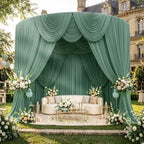 20ft x 10ft Wrinkle Free Sage Green Backdrop Curtains for Parties, Thick Polyester Green Photo Backdrop Drapes for Wedding Birthday Party Photography Background Backdrop Stand by ENJOYYOURPARTY