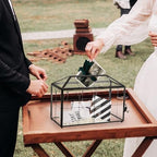 Wedding Card Box with Slot, 12.6'' Large Glass Card Boxes for Reception, Black Geometric Holder, Clear Decorative Storage Box with Lock for Baby Shower, Birthday Party, Christmas, Bridal Shower - Image 7