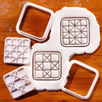 BAKERLOGY Set of 2 Quilt Block Mini Cookie Cutters & Stamps Set – Ohio Star & Ribbon Star Geometric Patchwork Biscuit Cutters for Cookies, Fondant, Cake Decoration & Crafts - Image 2