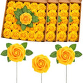 100 Pcs Artificial Rose Flowers, Yellow by Luinabio