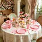 Pink Plastic Party Plates Set, Disposable Light Pink Plates and Napkins for Party, 50 of Each 9" Dinner Plate, Napkins, Cups & Cutlery Plastic Party Supplies for Birthday, Baby Shower, Wedding - Image 4