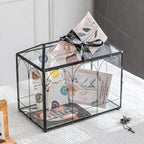 Glass Cards Box with Slot & Lock - 10.2" x 5.9" x 8" Vintage Geometric, Wedding Receptions, Home Reception, Tabletop Decor, Christmas Party, Black - Slot Length 6.1 Inches - Image 7
