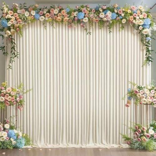 10x10 Beige Backdrop Curtain for Wedding Parties Wrinkle Free Beige Photo Curtains Backdrop Drapes Fabric Decoration for Baby Shower Photoshoot 5ft x 10ft,2 Panels by Tao-GePartyDecorations