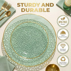 I00000 150 Pcs Clear Green Plastic Plates, Disposable Hammer Party Plates - Image 3