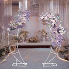 Wedding Arch Stand for Ceremony 2PCS Moon-Shaped White Modern Metal Balloon Arch Stand Kit Garden Floral Arch Frame Background for Anniversary Birthday Party Decoration Home Garden Outdoor Lawn Decor by AKaSping