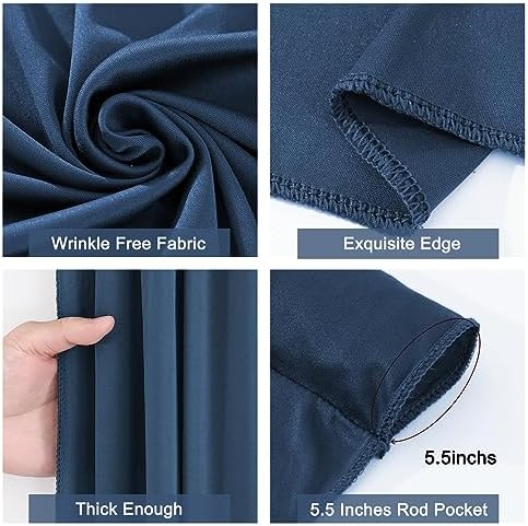 30x10ft Navy Blue Backdrop Curtain for Wedding Parties Wrinkle Free Fabric Navy Blue Drapes Backdrop Decoration for Baby Shower Birthday Photography Decoration 6 Panels, 5ft x 10ft - Image 5