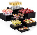 Leinuosen 7 Pcs Large Acrylic Buffet Risers, 8-14" Rectangle, Black by Leinuosen