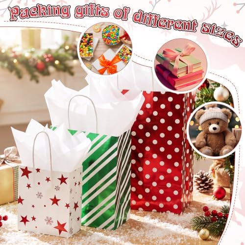 Humyoun 24 Pack Christmas Paper Gift Bags Bulk Assorted Sizes, Bright - Image 5