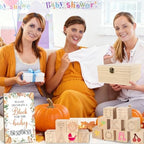 150 Pcs Fall Pumpkin Baby Shower Games Sign Kit, Including a Decorate Game Sign 102 DIY Wooden Blocks, 10 Stencils, 36 Acrylic Markers & Storage Box for Gender Reveal Party Thanksgiving ﻿ - Image 5
