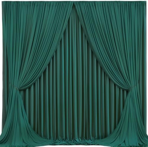 Hunter Green Backdrop Curtain-Wrinkle-Free Polyester Fabric Green Photography Curtains for Wedding Party Photo Background Decorations- 16 X10FT (Hunter Green) - Image 2