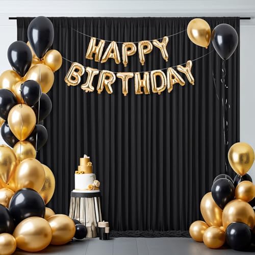 16x10FT Black Backdrop Curtains for Wedding Parties, Wrinkle Free Polyester Photography Backdrop Drapes for Wedding Baby Shower Birthday Parties Stage Background Stand Decorations 4x10ft, 4 Panels - Image 3