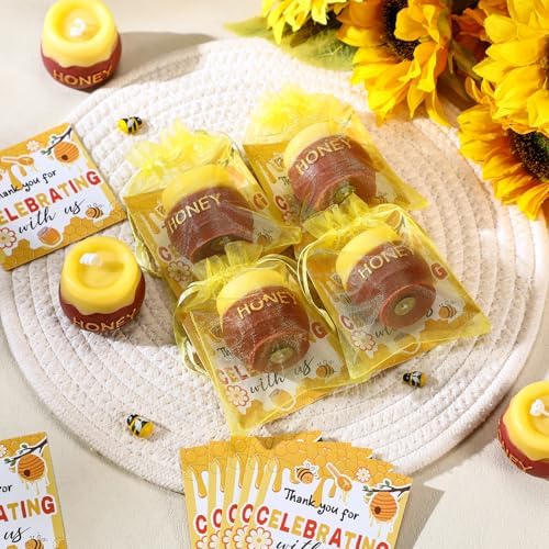 Nuanchu 12 Sets Honey Jar Candles Bee Themed Baby Shower Party Favors - Image 6