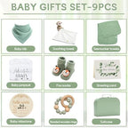 Baby Gift Set Baby Shower Gifts Basket for Newborns New Born Baby Sage Green Gift Basket with Baby Rattle Swaddle Security Blanket for Gender Neutral Baby Girls Boys - Image 4