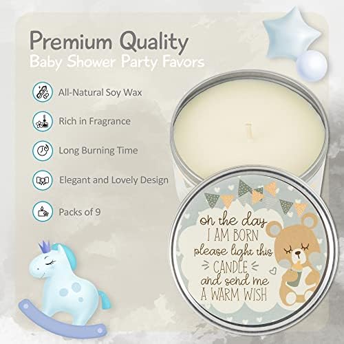 Majestic Zen Scented Candles 9-Pack | Soy Wax Baby Shower Candle Favors for Boy | Fresh Baby Powder Scent | Long-Lasting Party Keepsakes for Baby Shower & Gender Reveal - Image 3
