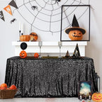 SquarePie Sequin Tablecloth 90x156 Inch Black for Halloween Wedding Party - Image 3