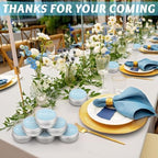 Mtlee 50 Pcs Blue Thank You Candles Wedding Baby Shower Party Favors - Image 3