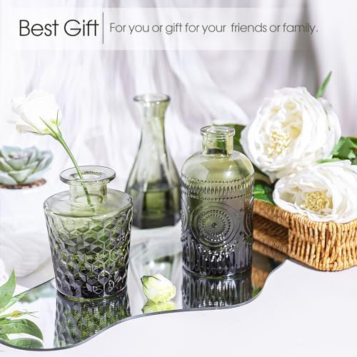 TBWIND 12pcs Green Glass Bud Vases Set, Small Vases for Flowers - Image 5