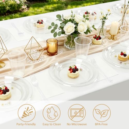 30Guests Clear Plastic Plates and Napkins Party Supplies for Birthday - Image 4