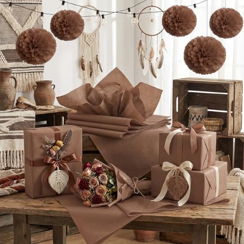 500 Sheets Brown Tissue Paper Bulk 15 x 20 Inch for Fall Harvest Gift Bags - Image 3